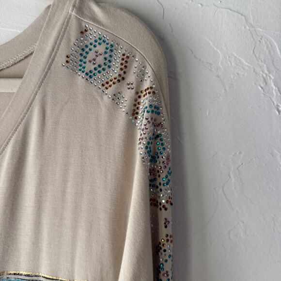Rock 47 by Wrangler Long Sleeve Top L‎ Thunderbird Aztec Graphic Bling Western - Picture 5 of 8